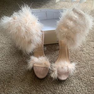 Faux Feather Sandals